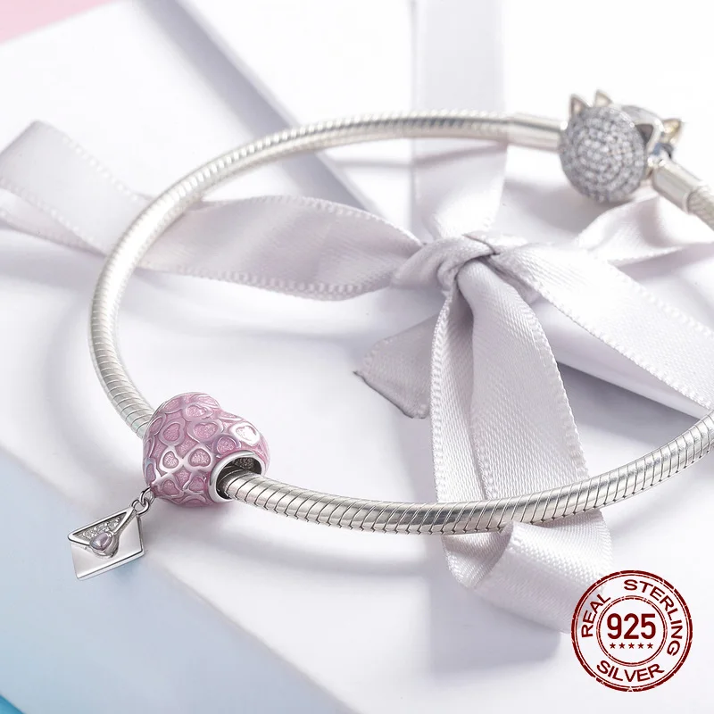 Женский браслет из серебра 925 пробы с эмалью и бусинами | Украшения аксессуары