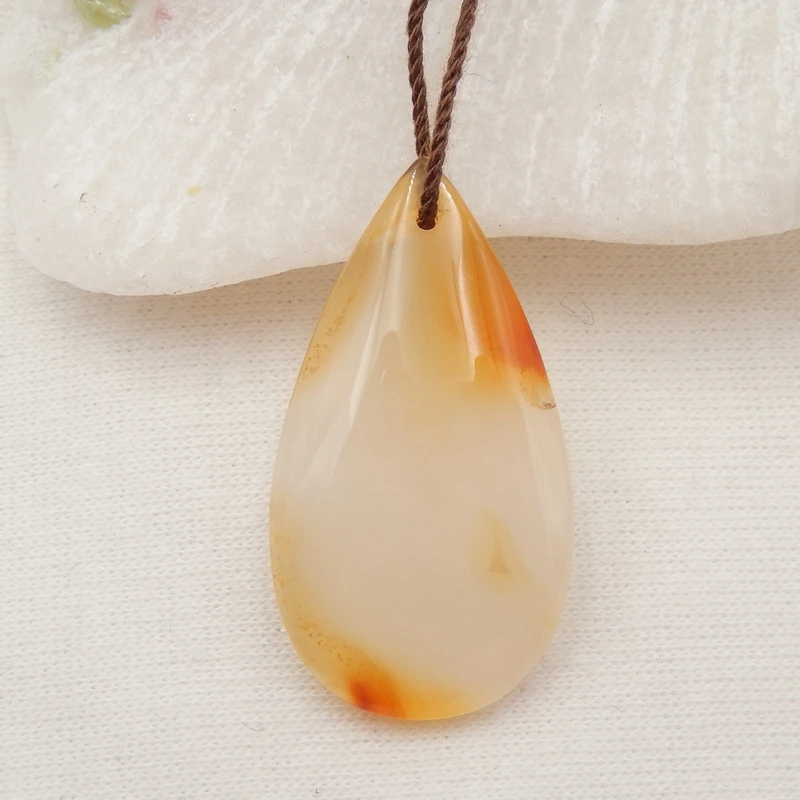 

Semi-precious Stone Natural Gemstone Red Agate Fashion Pendant Bead For Jewelry Making 33x18x4mm4.3g