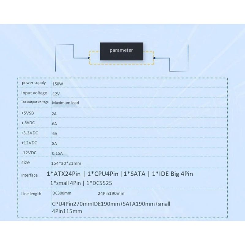 12V 150W DC блок питания ATX пик Пико выключатель БП 24Pin мини ITX постоянного тока в