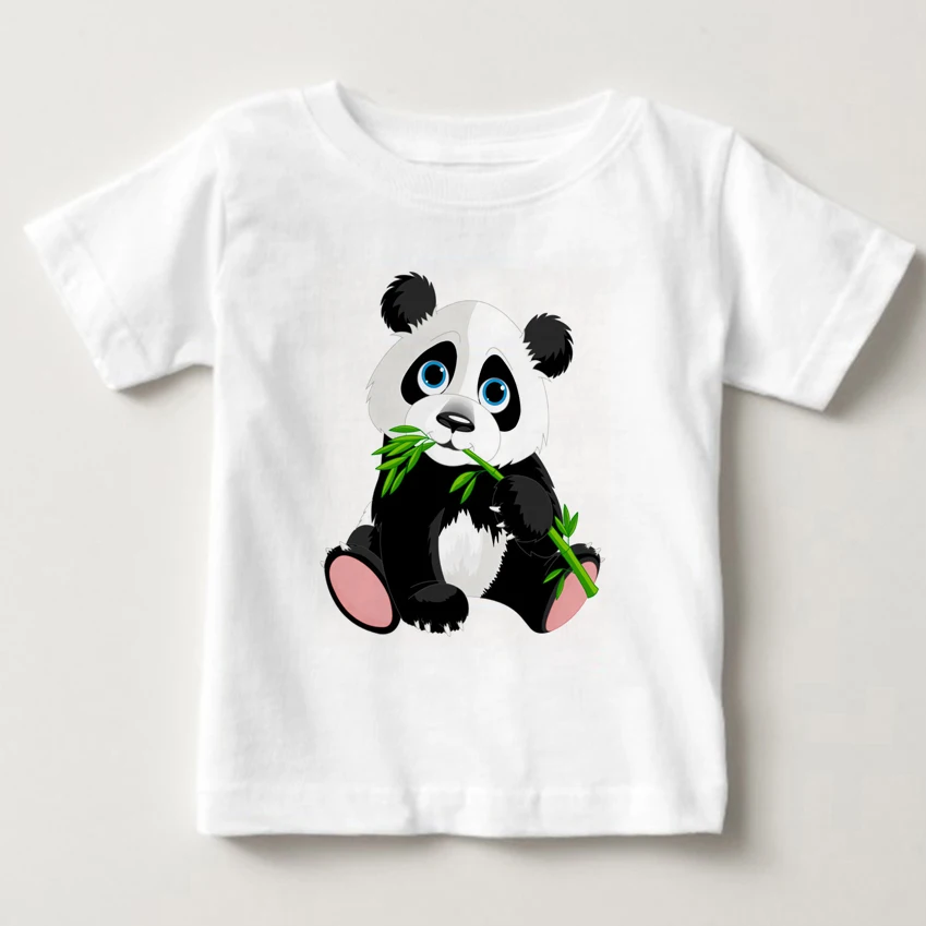 

2018 Selling Fashion Round Collar T Shirt Print Finger Adorable Panda girl T-Shirt Summer Clothes Casual kids T-shirt children