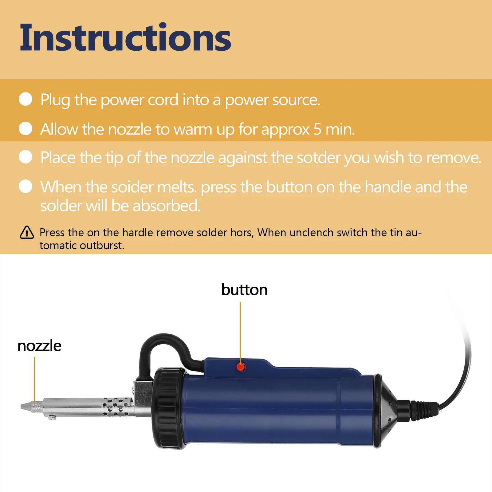 ADT03 Automatic Portable Electric Solder Tin Sucker Vacuum Soldering Remove Pump Desoldering Machine | Инструменты