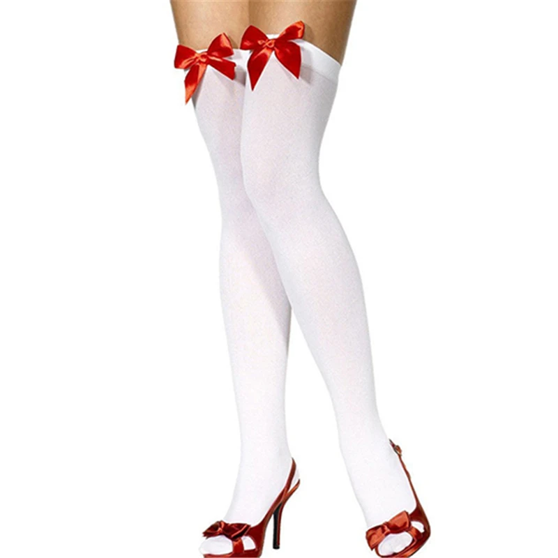 

Women Stretch Lace Bow Thigh Sexy Stockings Thigh High Over Knee Socks Nylon Long Socks Hosiery Anime Lolita Socks Bow Stockings