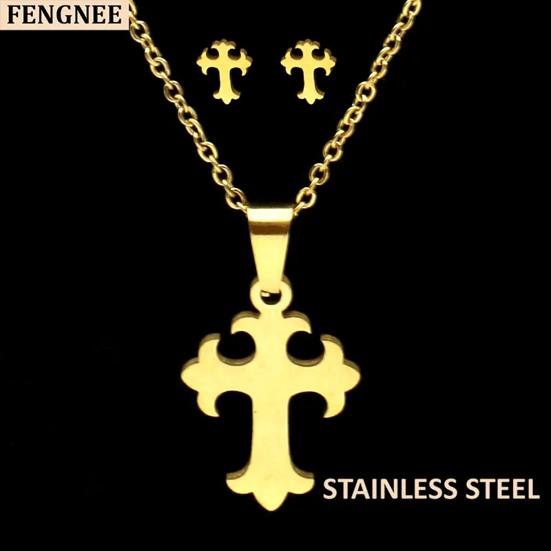 Роскошные комплекты fengnee из нержавеющей стали набор украшений для женщин Love Gold