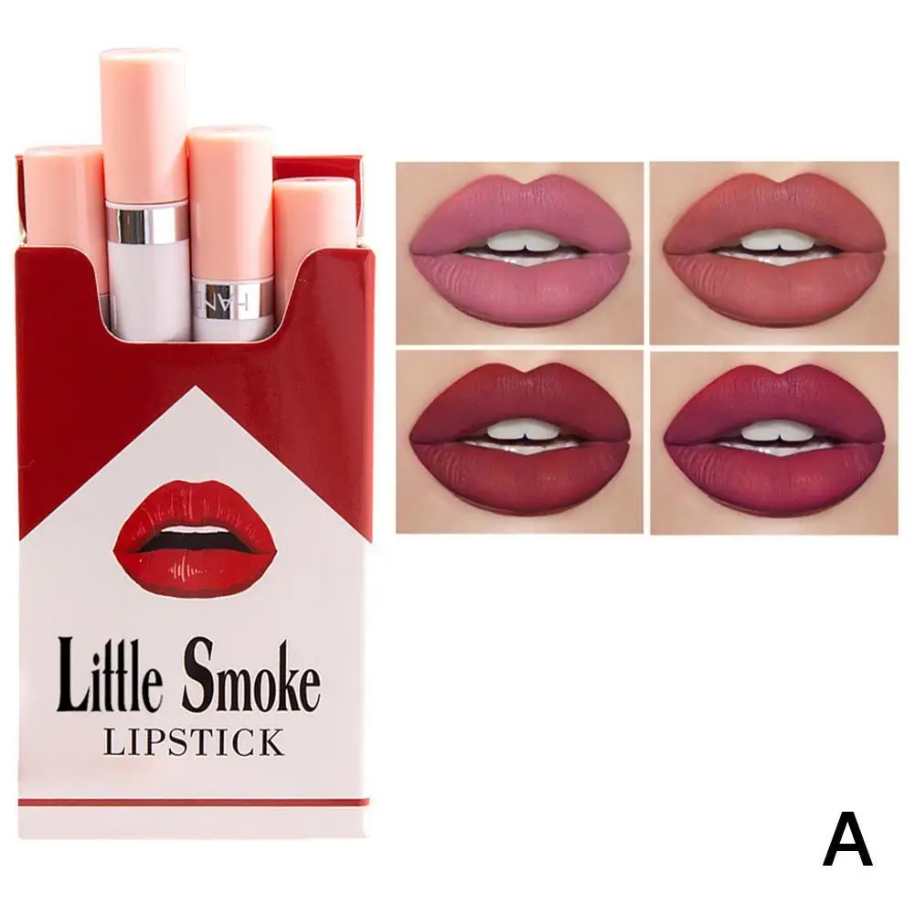 4 шт./компл. Творческий Красная губная помада бархатный матовый блеск для длинные