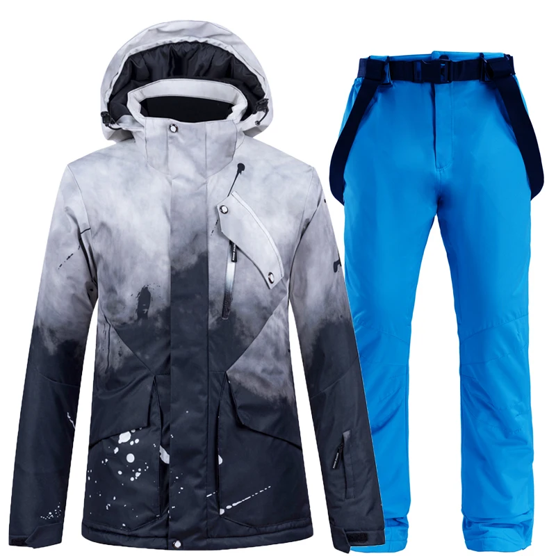 -30 Black Women's Snow Suit Wear Snowboarding Clothing Waterproof Windproof Winter Outdoor Costume Jackets Ski Coat + Strap Pant |