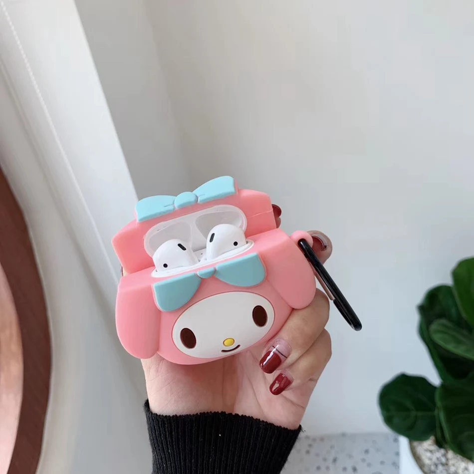3D чехол для наушников для Airpods, чехол, милый силиконовый чехол с изображением собаки утки из мультфильма для Apple Air pods 2, наушники/Earpods, чехол, брелок, кольцо