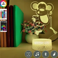 3d illusion night light led monkey nightlight touch sensor table lamp color changing room hotel atmosphere decoration kids gift