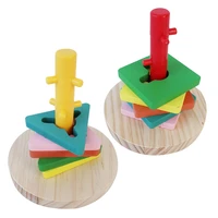2 set wooden bird parrot training toy platform plastic ring intelligence training chew bird toy supplies intelligence bird toy