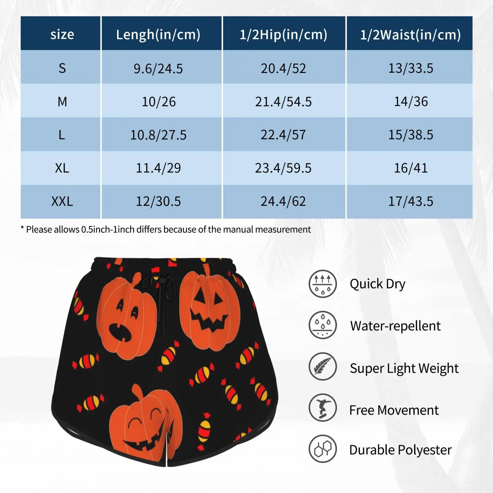 

Pumpkins Pumpkins Everywhere , Plus Candy! Swim Shorts Women Beach Shorts Thought Penguin Thoughtpenguin Halloween