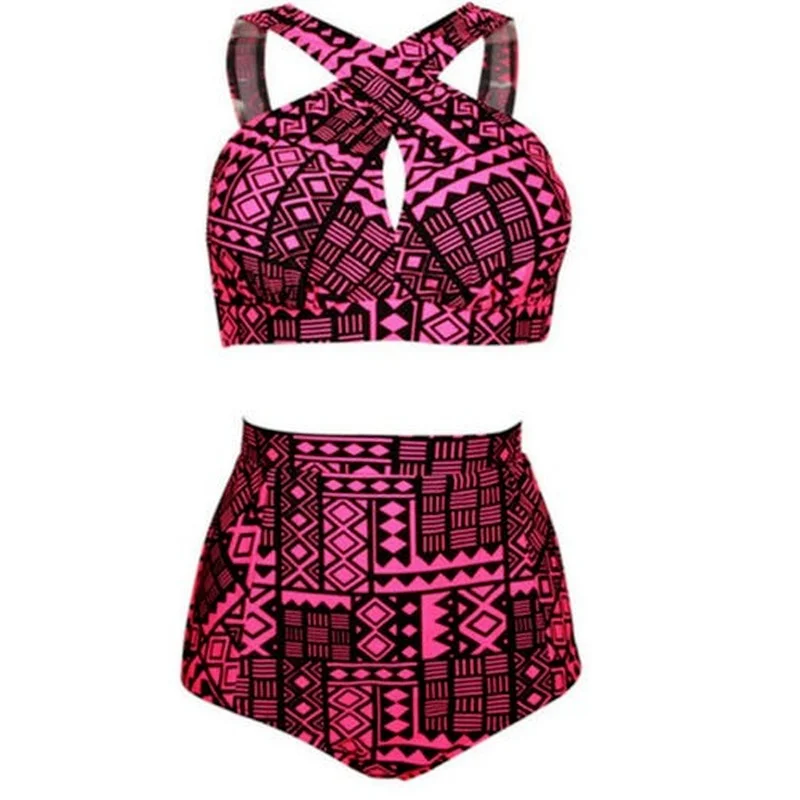 

Women's Ethnic Summer High Waist Bandage Padded Bikini Sets Swimwear Swimsuit