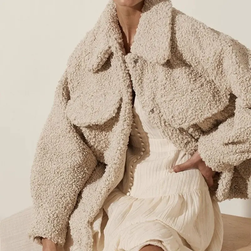 

Жакет Za женский винтажный с карманами, повседневный свободный шерстяной жакет с длинным рукавом, осень 2021, двубортная верхняя одежда, женск...