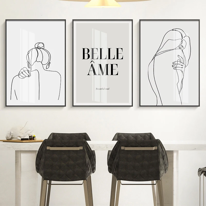 

Настенная картина с черной и белой линией, Настенная картина для гостиной, современный скандинавский домашний декор