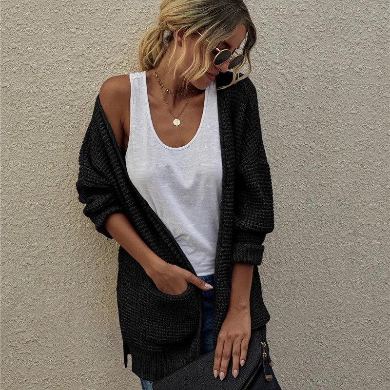 

2020 Autumn Elegant Women Cardigans Fashion Casual Hot-sale Long Sleeves Loose Knitting Sweater