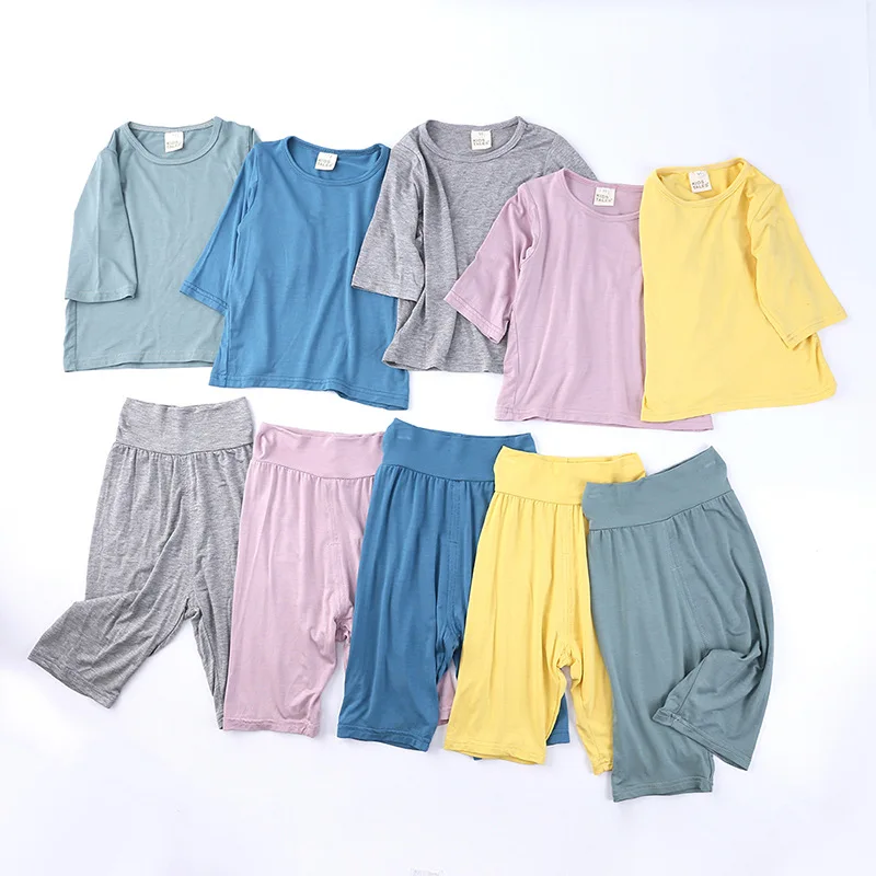 2Pcs/Set Modal Toddler Kids Nightgown Children Girl Boy Infant Casual Sleepwear Nightwear Home High Waist Warm Pajama Sets