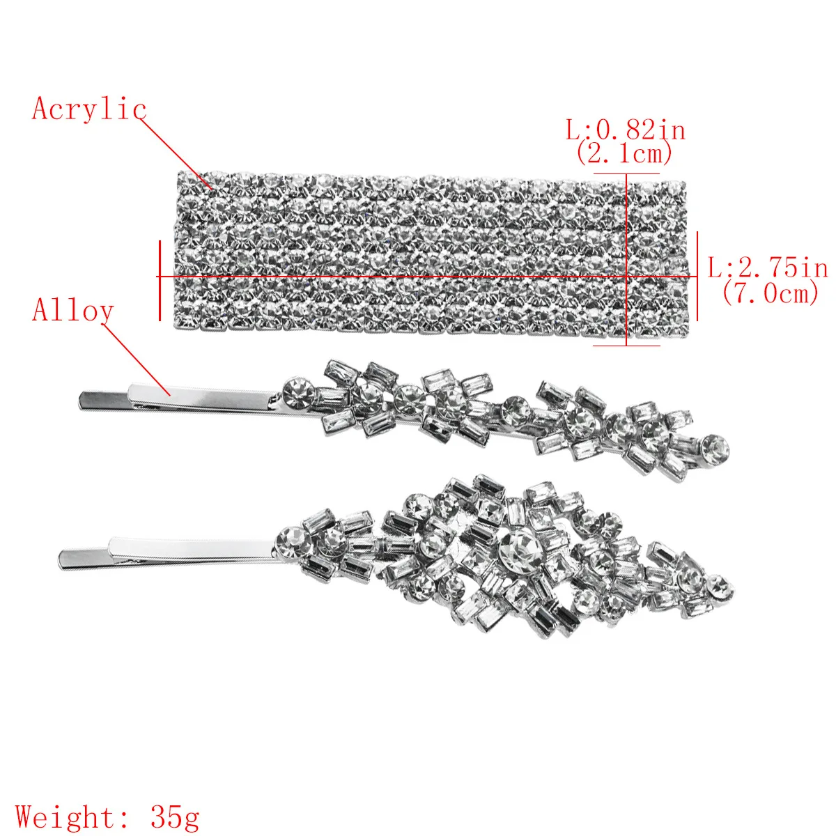 

3pcs/set Fashion Shiny Crystal Hair Clip Rhinestone Hairpins Barrettes for Girl Women Headwear Hair Accessories Hair Jewelry
