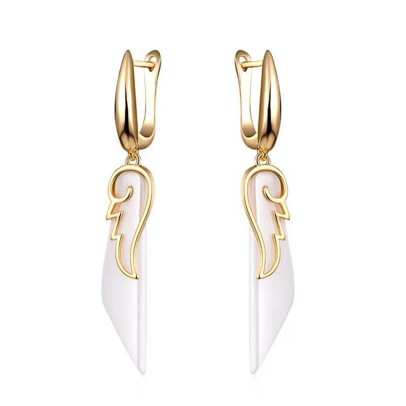 gold white MAIKALE, классические простые серьги-гвоздики в форме крыла, высокое качество, медное покрытие, золото; серебро; Сережки для женщин - Окраска металла: gold white