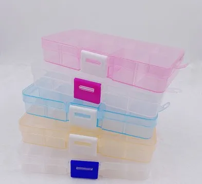 

10 Pcs/lot Random mix color 10 Slots Plastic Desk Clip Holder Storage Box Case Organizer removable earrings storage box Office