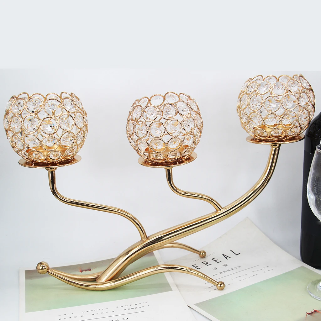 Modern Candle Holder Crystals Embellishing Candelabra Shining Party Buffet Office Ornaments | Candles