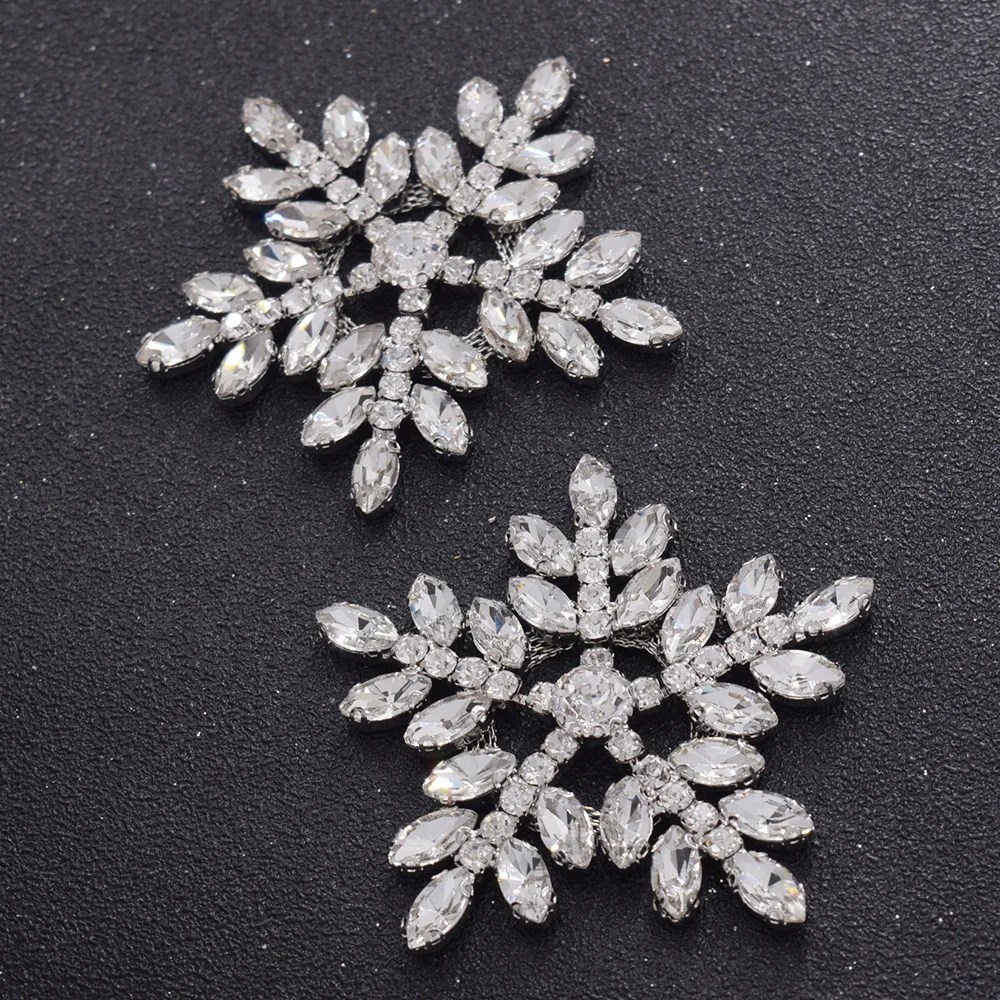 2 шт./Партия DIY хрустальные белые снежные аппликации Стразы рождественские