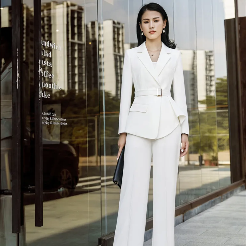 Повседневный деловой профессиональный женский костюм осенний Новый ремень с