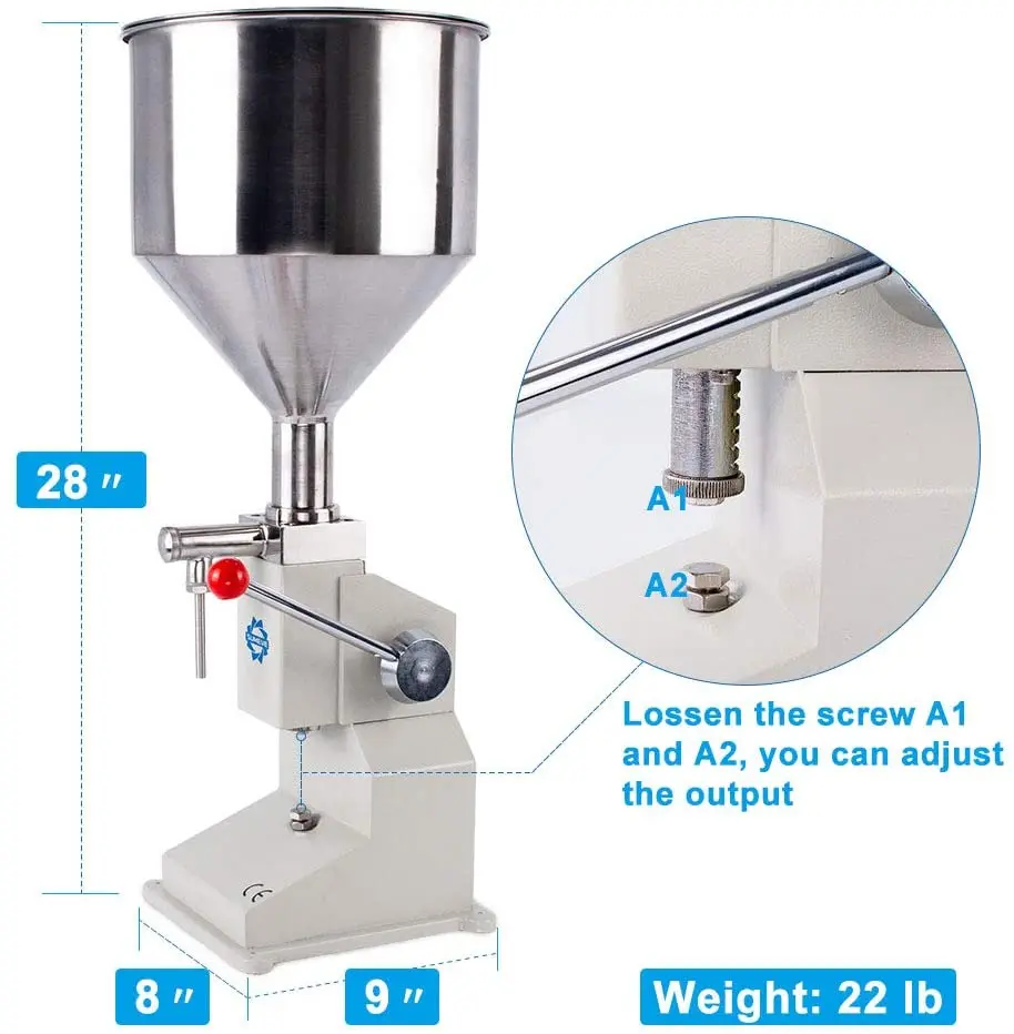 Sumeve Manual Filling Machine Liquid Paste Filling Bottler Low-Dose Lotion Oil Filler Cream Shampoo Cosmetic 5-50ml