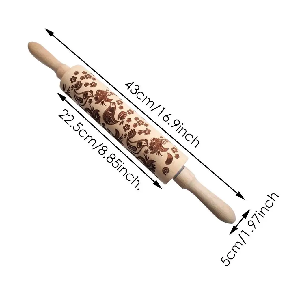 Рождество Дамасская тисненая Скалка морозный Узор Деревянные выпечки печенья