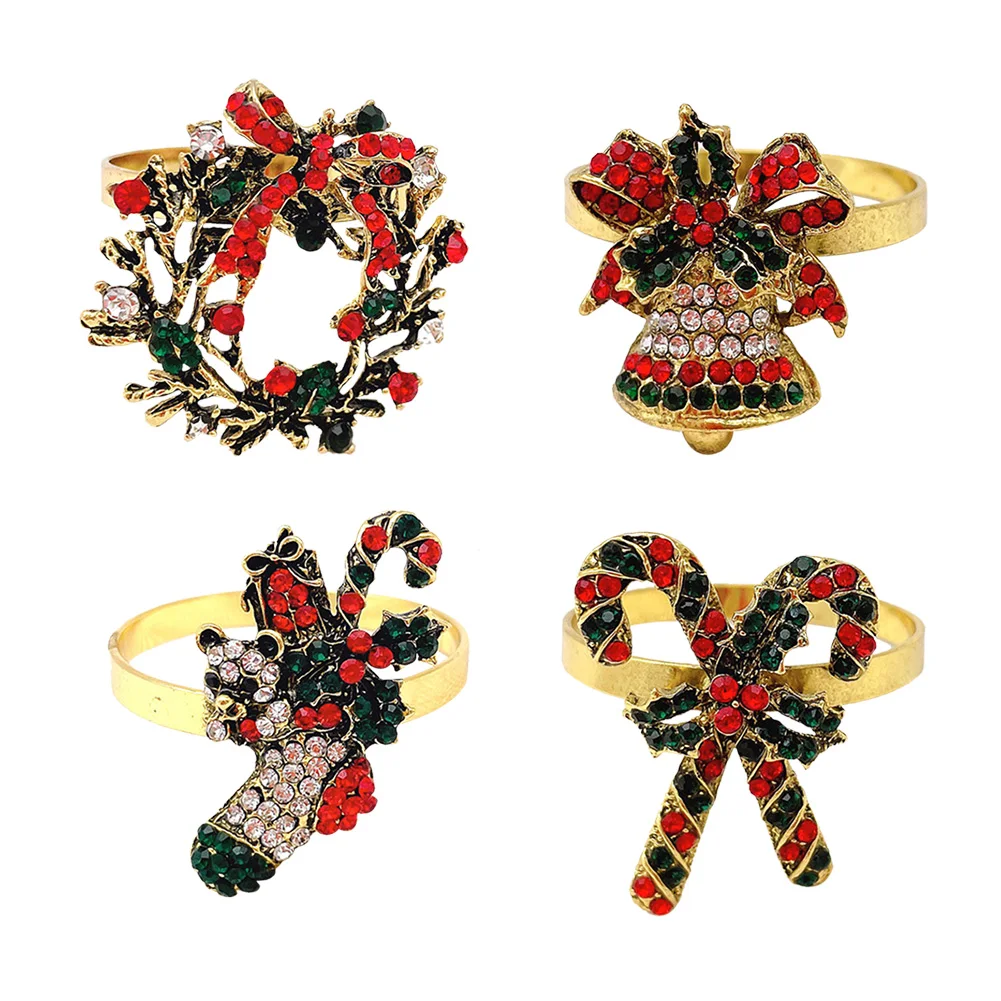 Рождественские кольца Симпатичные застежки для салфеток сервиса столовых