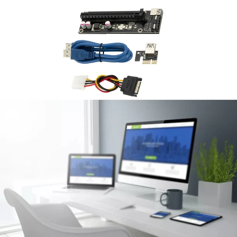 

0,6 м PCI-E 1X до 16X Райзер-карта VER006 VER006C PCIe удлинитель SATA до 4-контактного питания USB 3,0 кабель для видеокарты