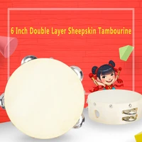 m mbat 6 inch hand held tambourine toy double layer sheepskin tambourine percussion musical instrument for ktv party kids games