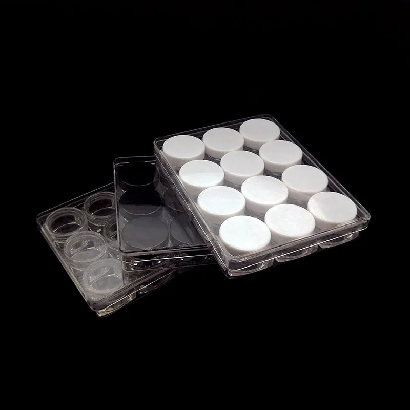 12 шт./упак. 5g квадратная пластиковая прозрачная баночка для косметики блеск