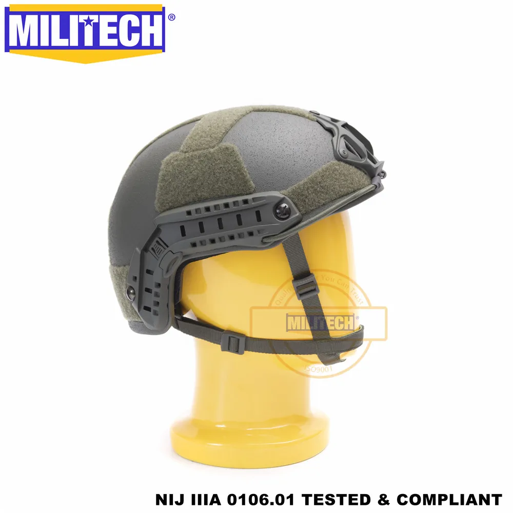 MILITECH баллистический шлем БЫСТРЫЙ OD люкс червячный циферблат NIJ уровень IIIA 3A High Cut Twaron пуленепробиваемый шлем с 5 лет гарантии