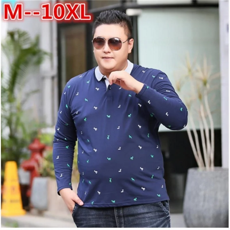 10XL 8XL 6XL 5XL мужские рубашки поло рубашка с длинным рукавом для мужчин хлопок мягкая