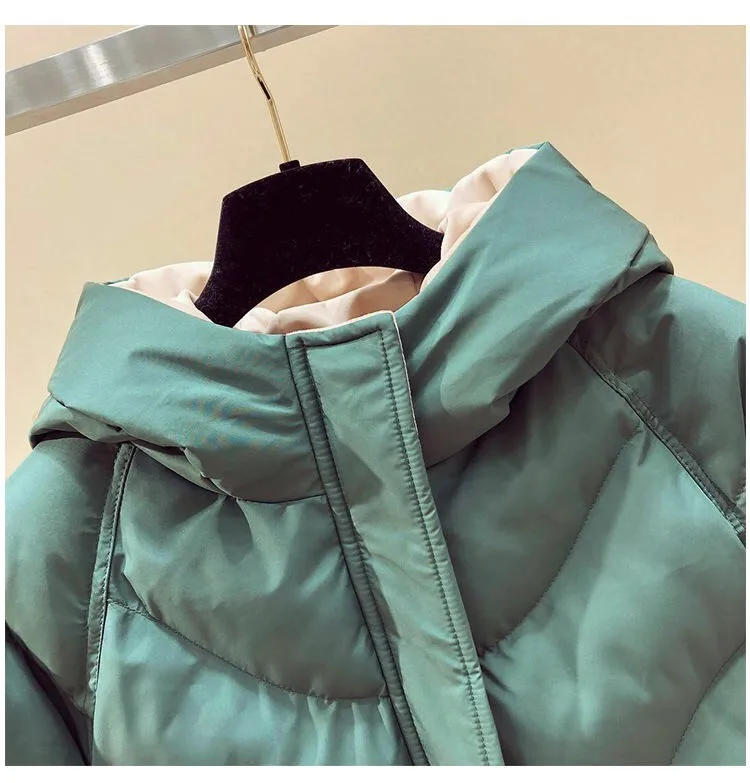 

Women's medium long hooded cotton padded jacket 2020 winter Korean loose warm cotton padded Jacket Parka large casual jacket