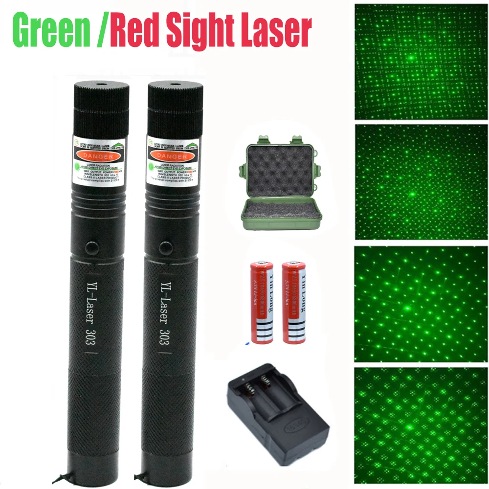

5mW Green Laser Pen Lazer Sight 5000m 532 nm Powerful Lasers 303 Pointer with Battery and Charger