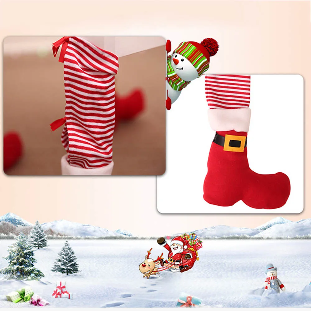 4 Pcs Table Leg Chair Foot Covers Santa Claus Christmas Decoration Home Chair Table Cover Decor New Year Supplies Hot S30