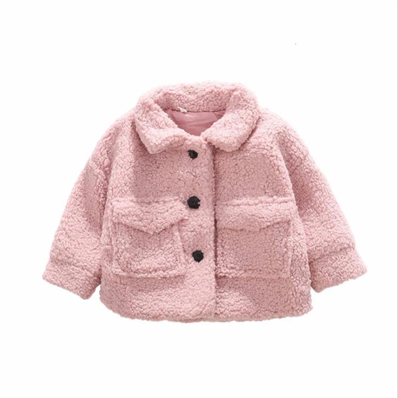 Теплая куртка для девочек верхняя одежда из овечьей шерсти мальчиков пальто