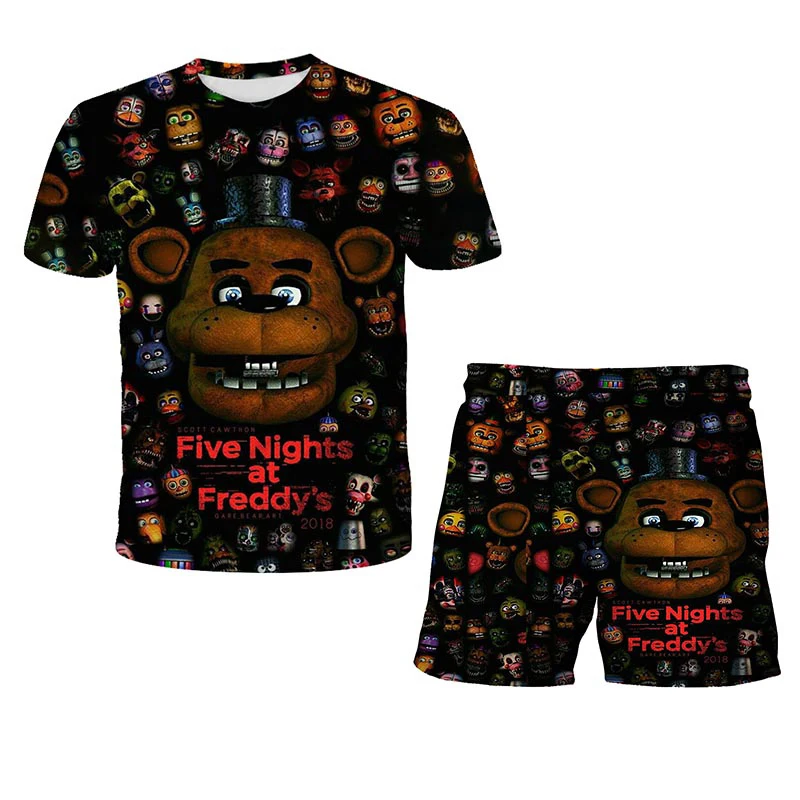 

Комплект одежды для мальчиков и девочек с 3D принтом, повседневный топ с круглым вырезом и шорты, летний комплект из 2 предметов