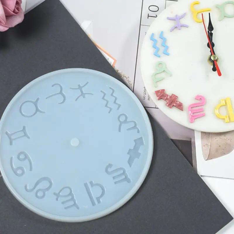 

4PCS DIY Clock Resin Molds, Arabic Roman Numerals Constellation Silicon Mold, Handmade DIY Epoxy Silicone Resin Molds for XXFD