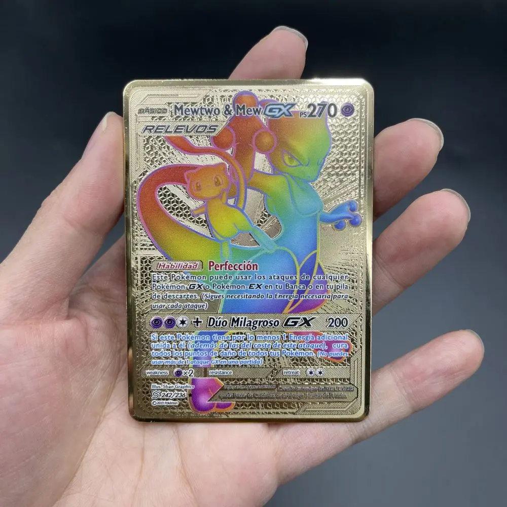 Новинка Испанская версия металлические карты Pokemon Vstar Vmax V GX блестящая игровая