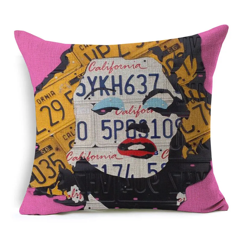 G Мэрилин Монро Поп художественная Подушка Чехол Европейский Винтажный стиль Декоративные Чехлы для подушек дивана декоративный бежевый льняной чехол для подушки - Цвет: G