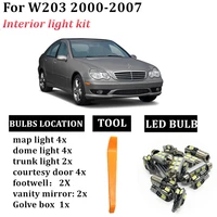 19x car interior led light kit for mercedes benz c class w203 2000 2007 no error reading lamp front dome light