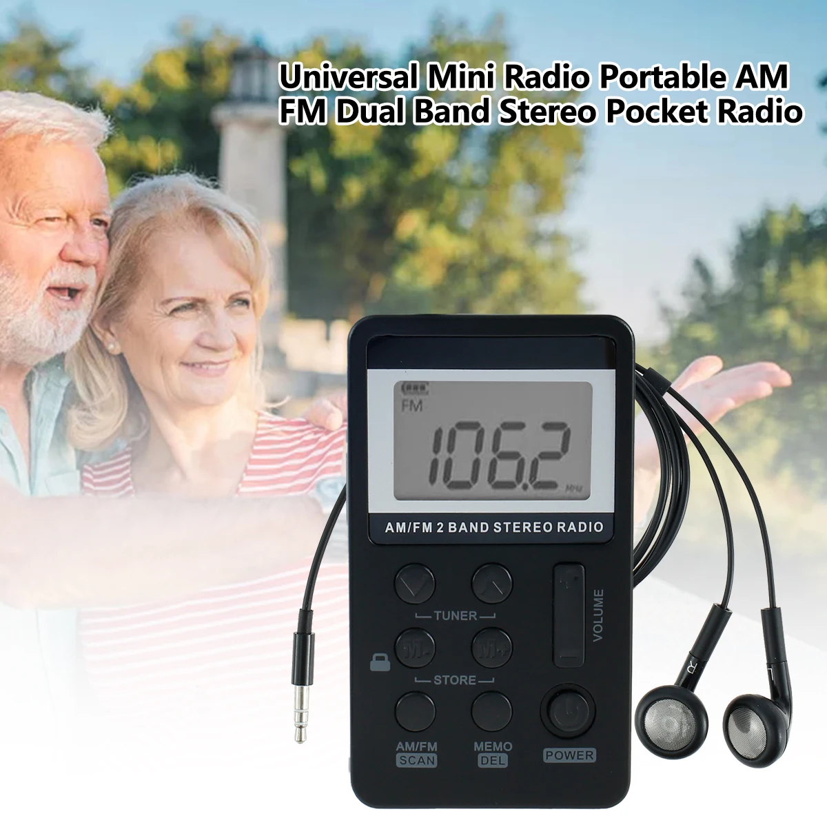 

FM AM Radio Personal Mini Digital Tuning Portable Radio with In-Ear Headphones Stereo Mini Transistor Radio Rechargeable Radio
