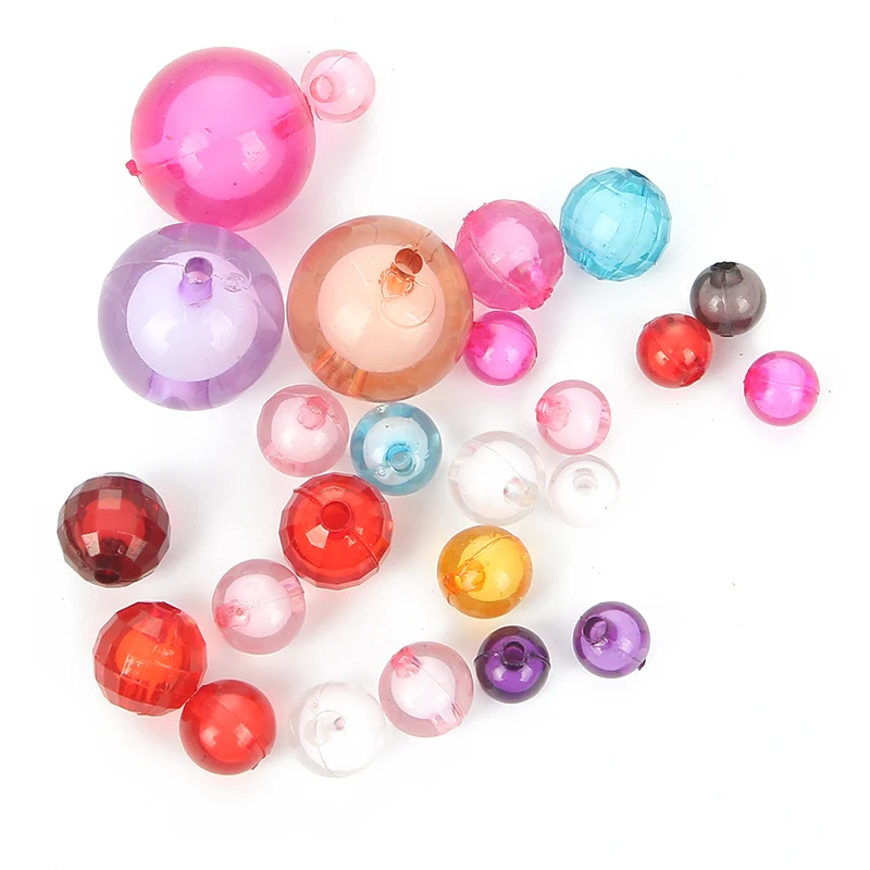 10-100Pcs Round Ball Clear Acrylic Double Bead For Jewelry Marking Diy Loose Spacer Bracelet Charm Finding | Украшения и