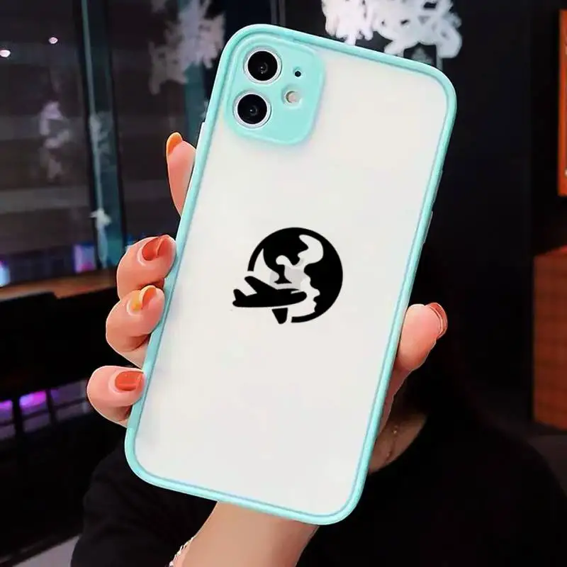 

World Map Travel-1 Phone Case For iPhone 12 11 Mini Pro XR XS Max 7 8 Plus X Matte transparent blue Back Cover