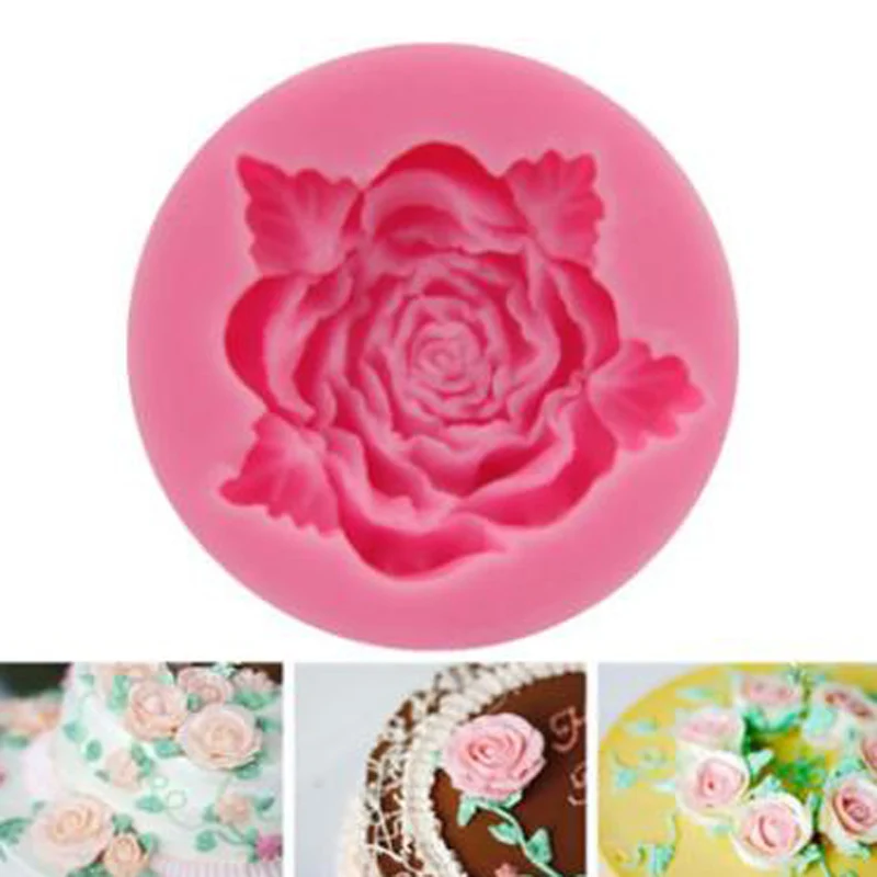 

1PC 3D Rose Flower Silicone Mold Fondant Gift Decorating Chocolate Cookie Polymer Clay Resin Baking Molds Pink