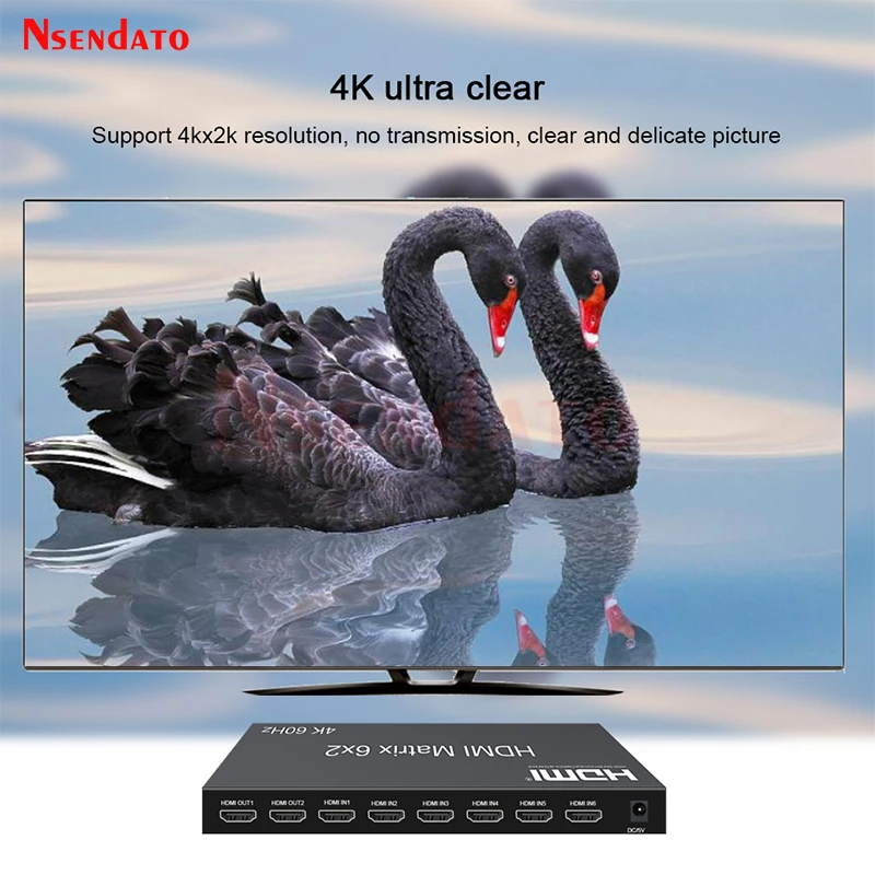 Матричный коммутатор 4K 60 Гц HDMI 6x2 6 в 2 выход 4k аудио видео сплиттер переключатель