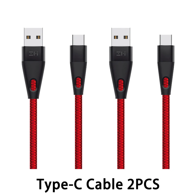 Red Type C 2PCS ZMI MFi сертифицированный кабель освещения AL706 usb type C Быстрая зарядка Премиум нейлон PP плетеный рукав кабель для iphone - Цвет: Red Type C 2PCS