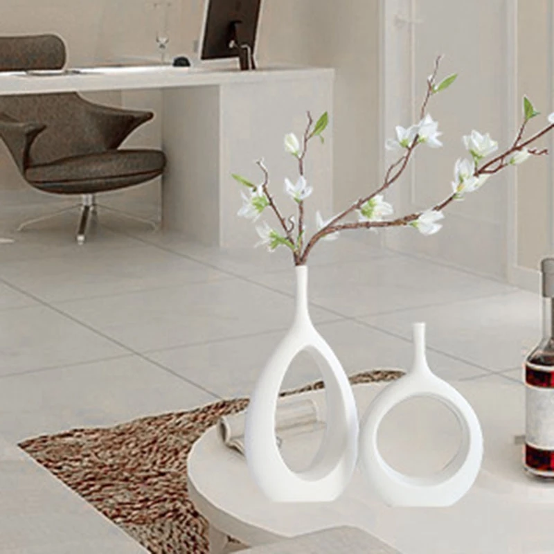 

Ceramic Home Crafts Ornaments White Ceramic Vase Small Flower TV Cabinet Wine Cabinet Decorations Vases