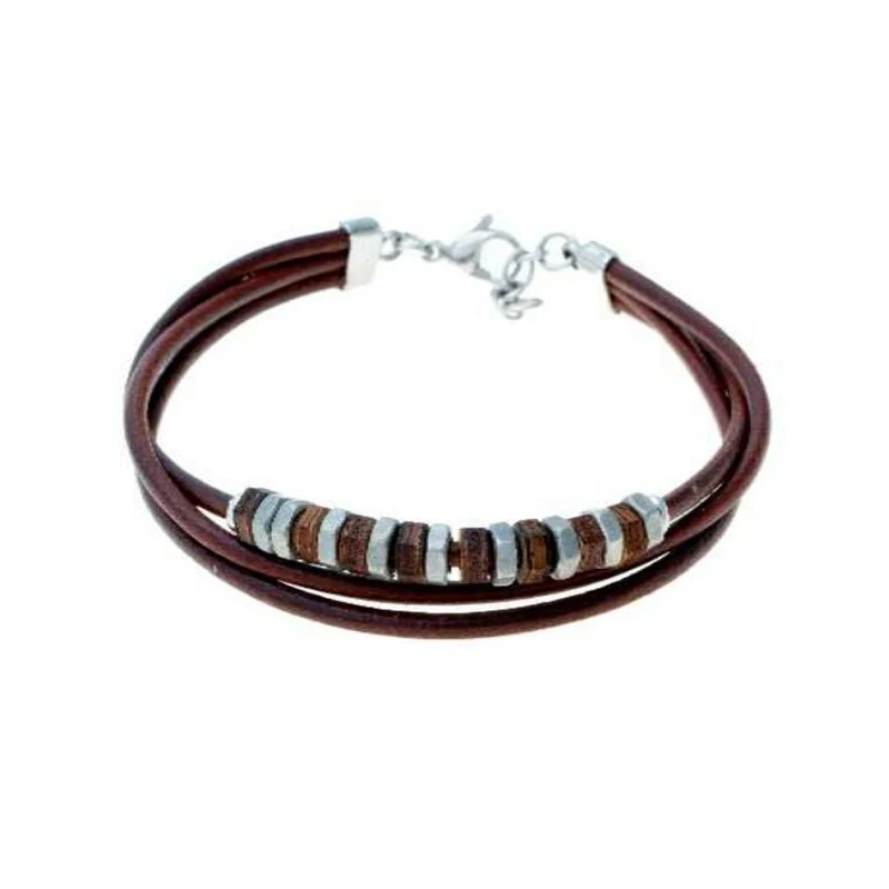 Летние модные кожаные браслеты Runda из нержавеющей стали для мужчин ювелирные