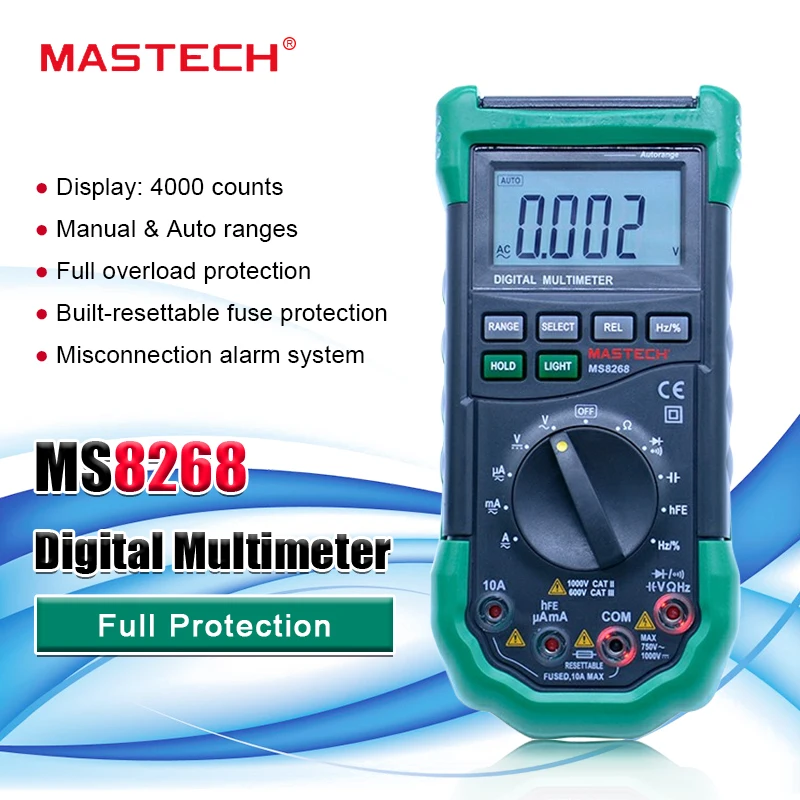 Цифровой Мультиметр MASTECH MS8268S ампервольтметр постоянного и переменного тока с